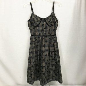 Y APPAREL Corset Plaid Velvet Floral Print Dress S